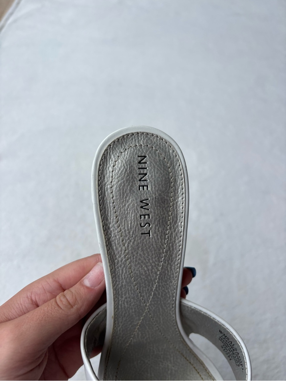 Nine West White Crisscross Heeled Slide Sandals with Black Heel - Picture 5 of 5
